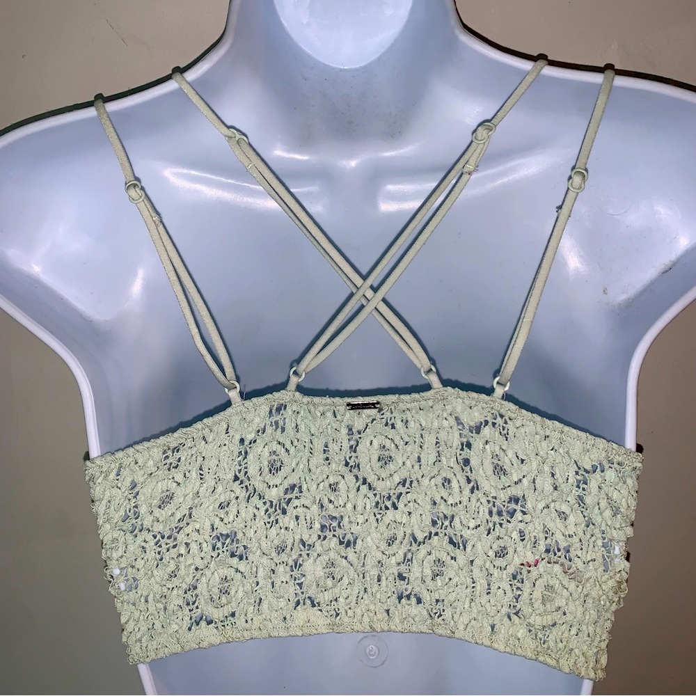 Victorias Secret PINK Lined & Smocked W/Crochet Lace Long Line Bralette NEW MED - Picture 4 of 7